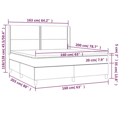 Boxspringbett mit Matratze Schwarz 160x200 cm Samt