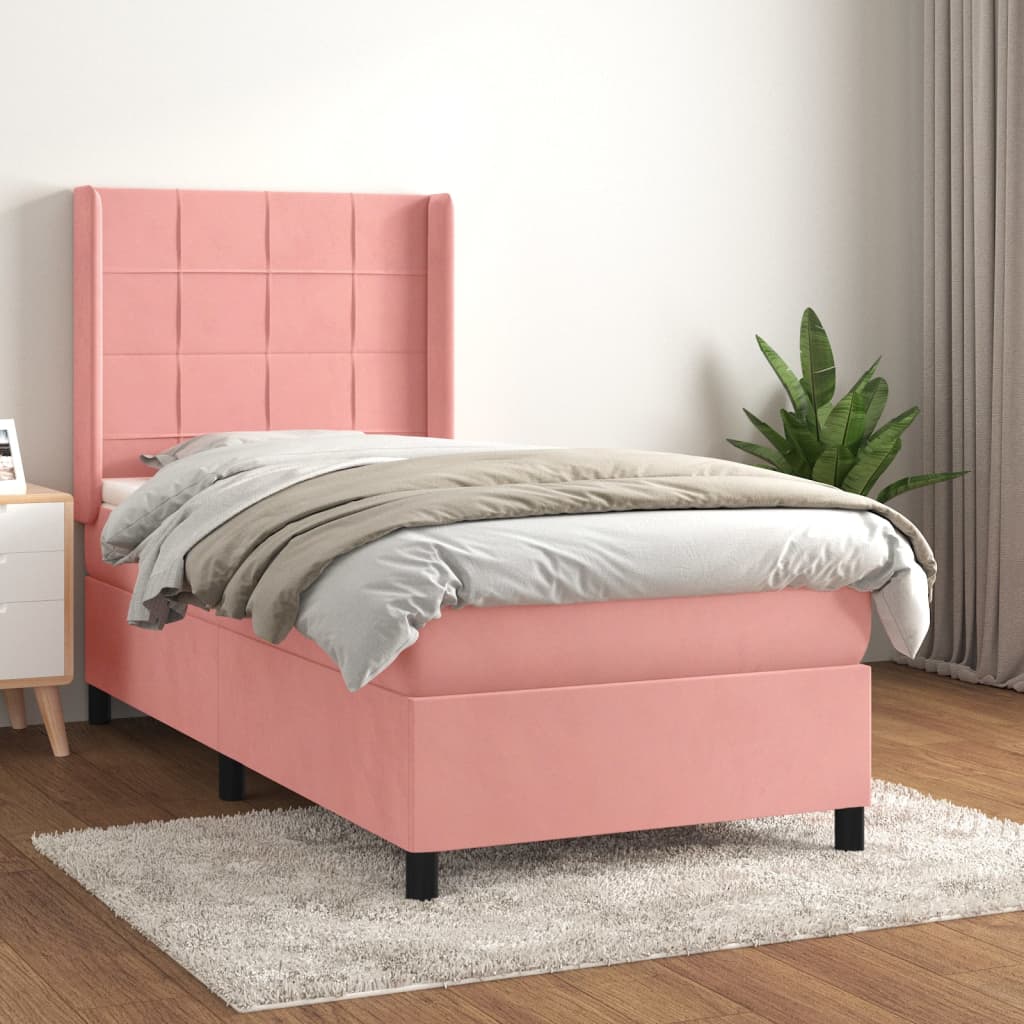 Boxspringbett mit Matratze Rosa 100x200 cm Samt