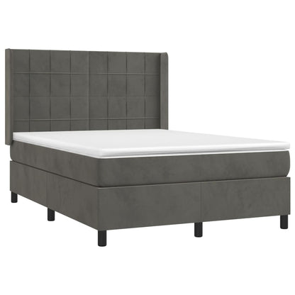 Boxspringbett mit Matratze Dunkelgrau 140x200 cm Samt