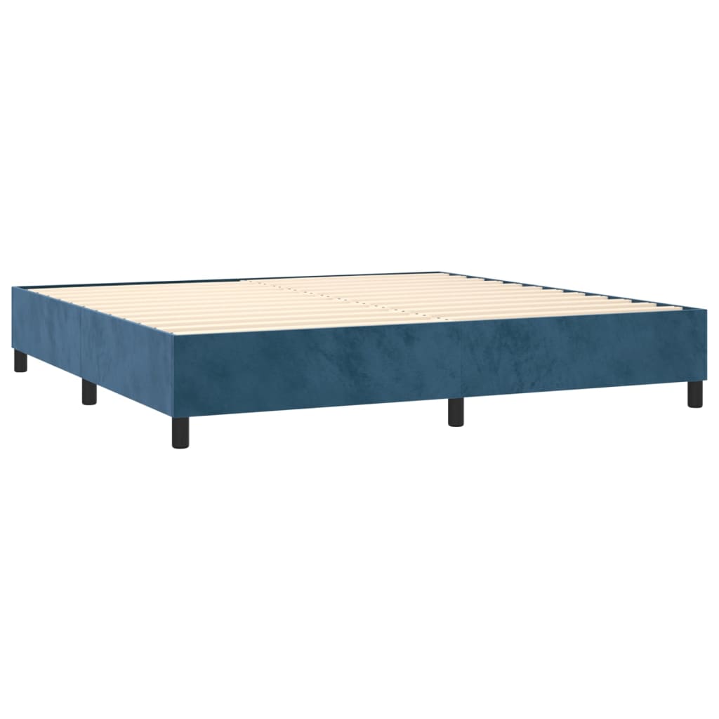 Boxspringbett mit Matratze Dunkelblau 180x200 cm Samt