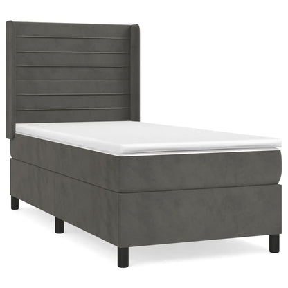 Boxspringbett mit Matratze Dunkelgrau 90x190 cm Samt