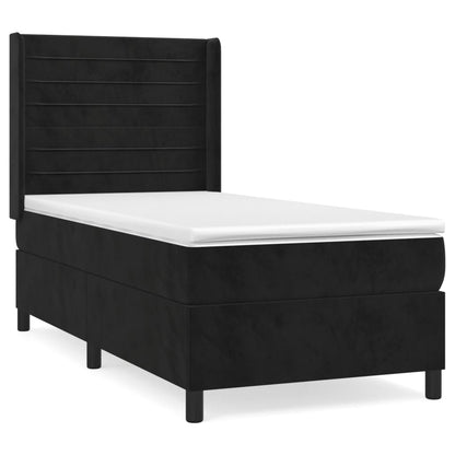 Boxspringbett mit Matratze Schwarz 90x200 cm Samt