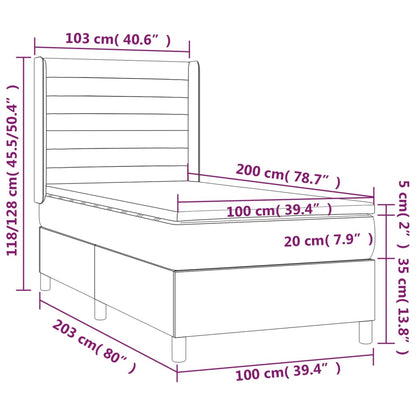 Boxspringbett mit Matratze Schwarz 100x200 cm Samt