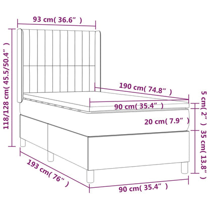 Boxspringbett mit Matratze Hellgrau 90x190 cm Samt