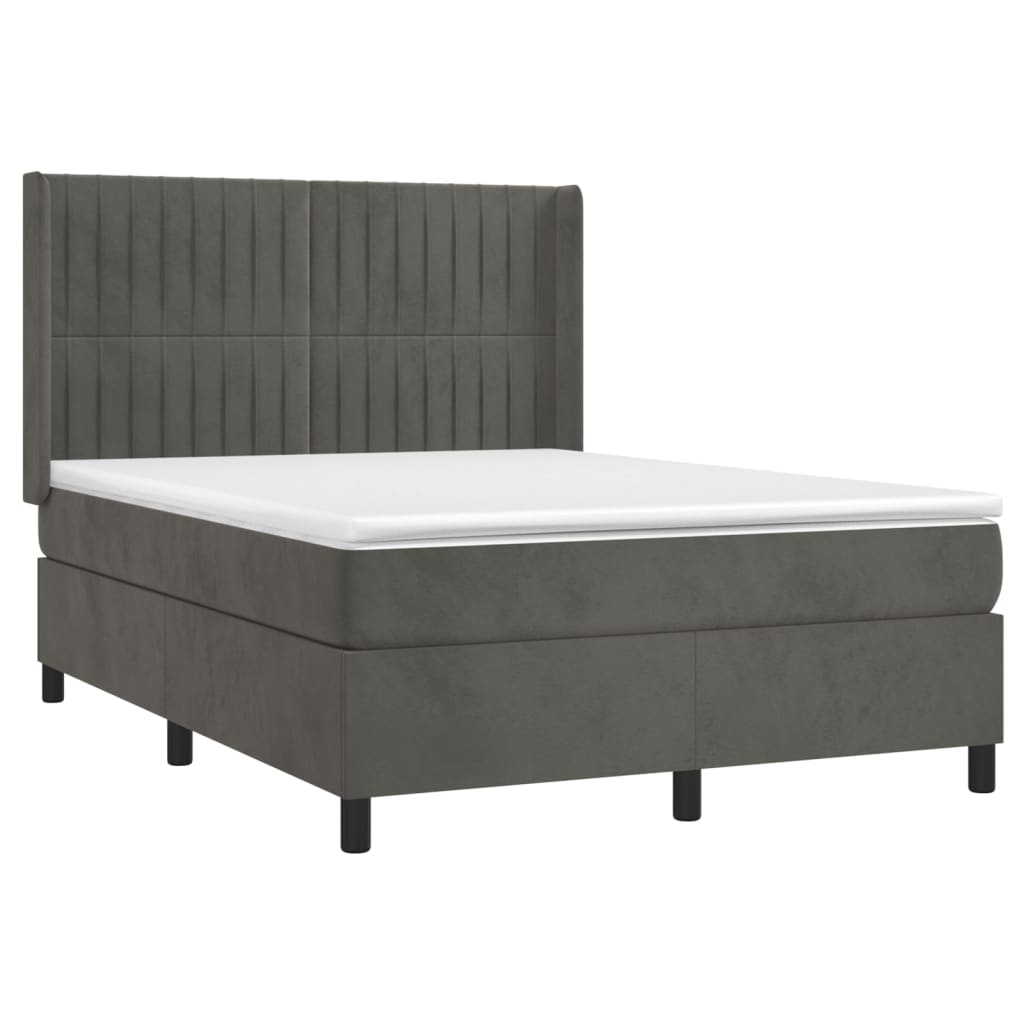 Boxspringbett mit Matratze Dunkelgrau 140x200 cm Samt