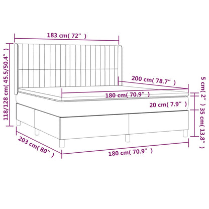 Boxspringbett mit Matratze Schwarz 180x200 cm Samt