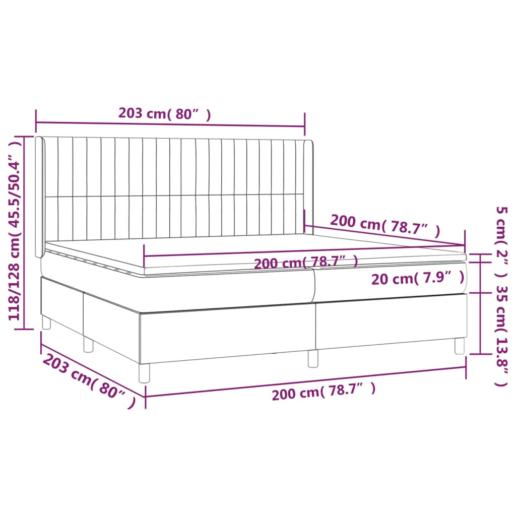 Boxspringbett mit Matratze Schwarz 200x200 cm Samt