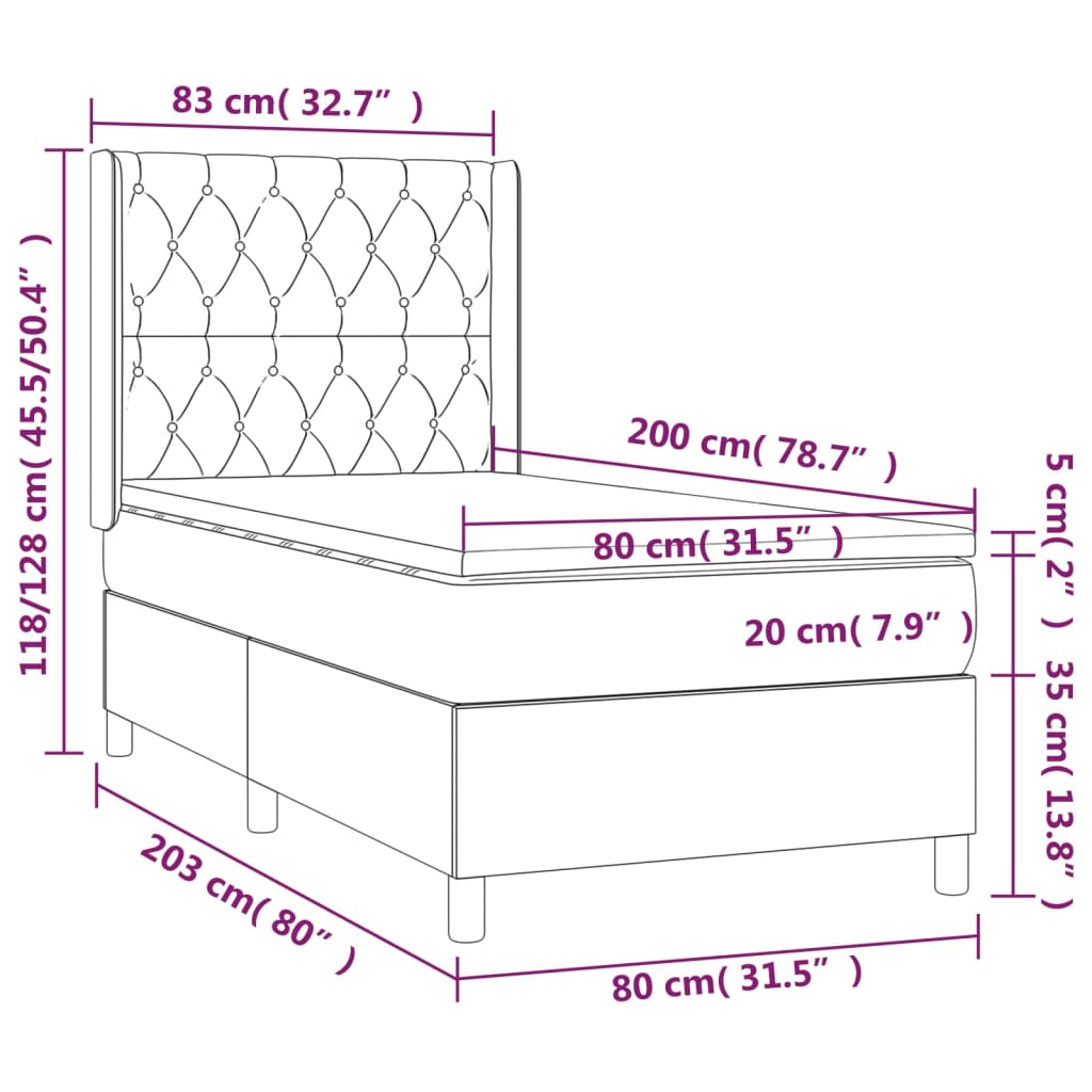 Boxspringbett mit Matratze Rosa 80x200 cm Samt