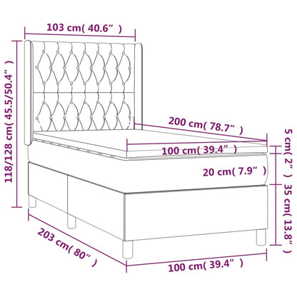 Boxspringbett mit Matratze Schwarz 100x200 cm Samt