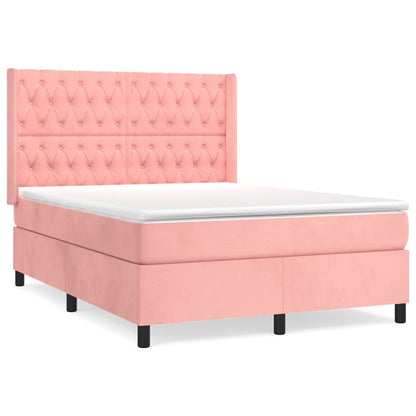 Boxspringbett mit Matratze Rosa 140x200 cm Samt