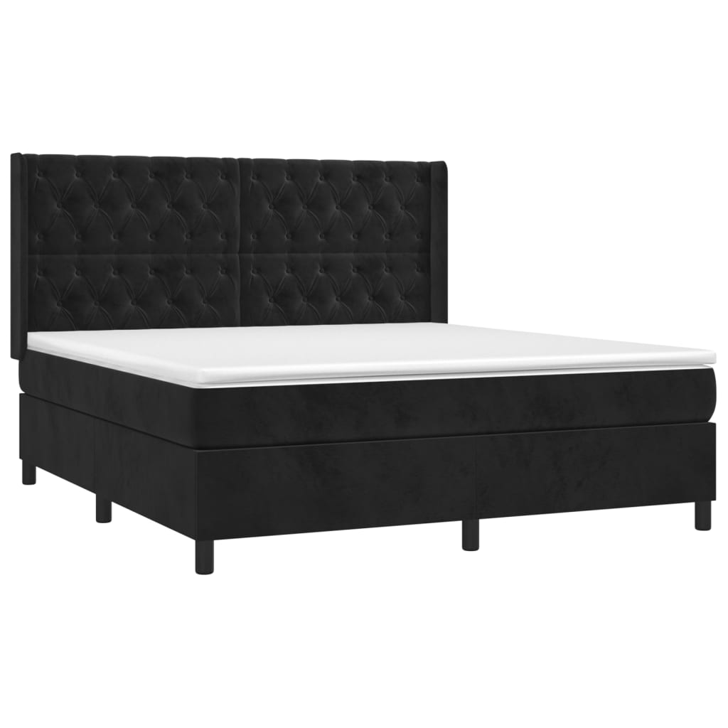 Boxspringbett mit Matratze Schwarz 160x200 cm Samt