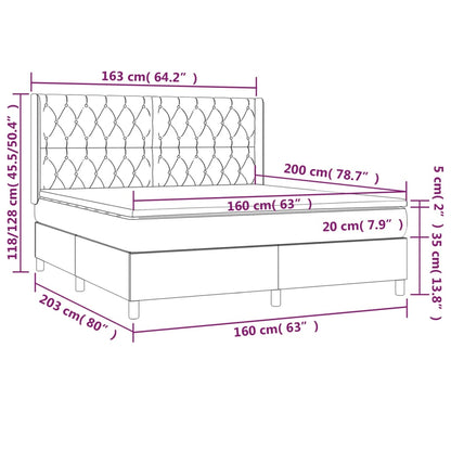 Boxspringbett mit Matratze Schwarz 160x200 cm Samt