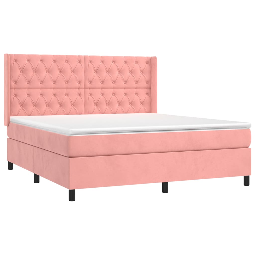 Boxspringbett mit Matratze Rosa 160x200 cm Samt