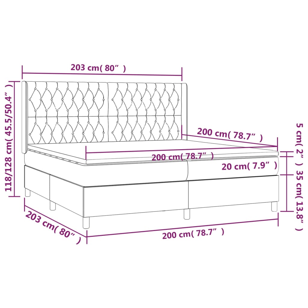 Boxspringbett mit Matratze Dunkelgrau 200x200 cm Samt