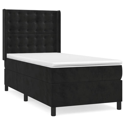 Boxspringbett mit Matratze Schwarz 90x190 cm Samt