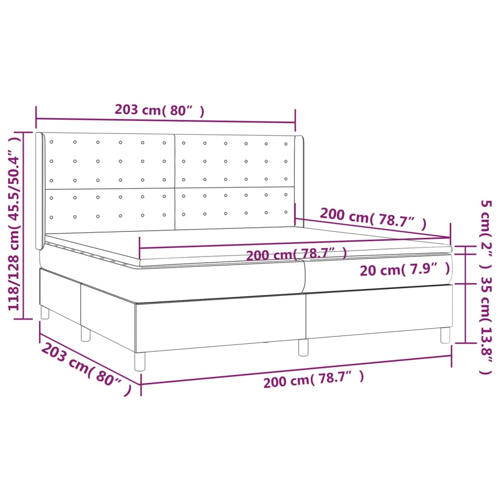 Boxspringbett mit Matratze Schwarz 200x200 cm Samt