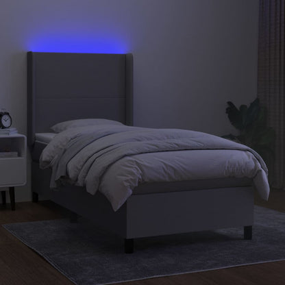 Boxspringbett mit Matratze & LED Hellgrau 80x200 cm Stoff