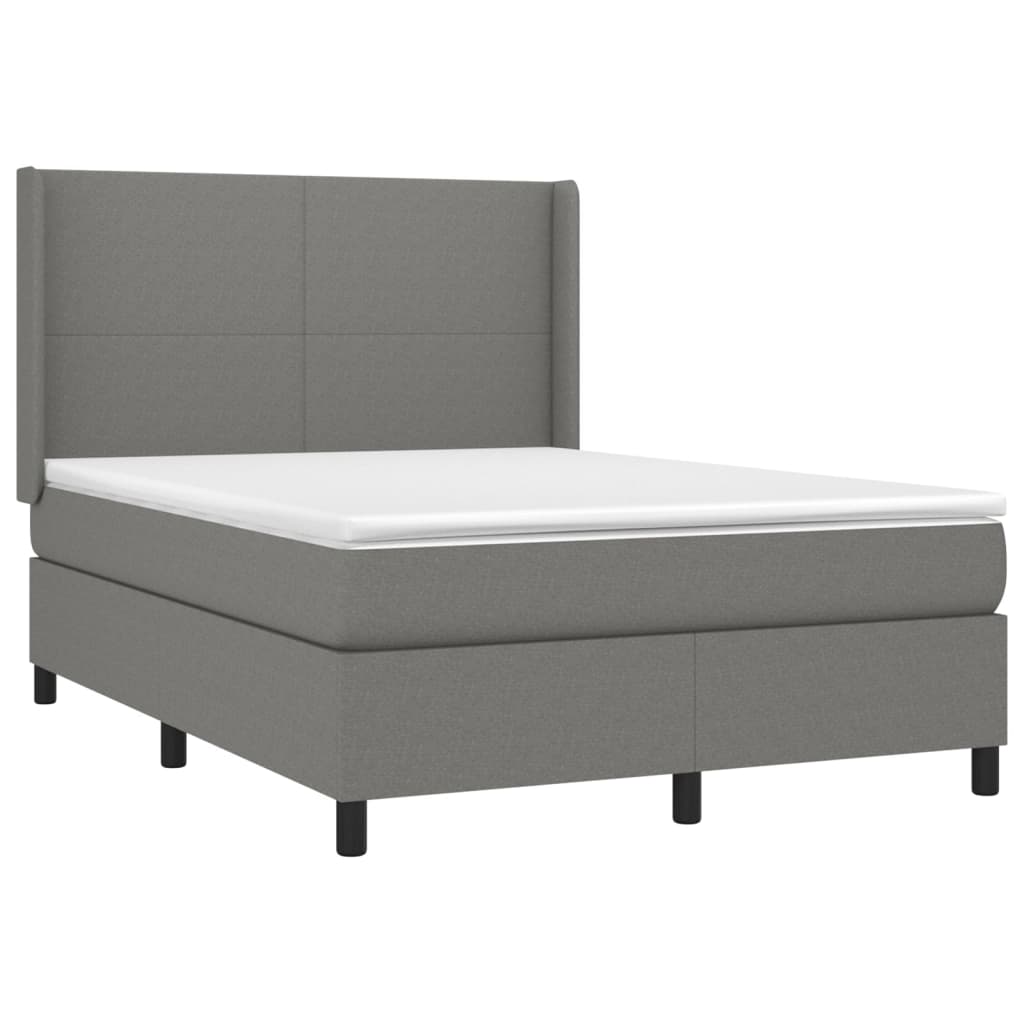 Boxspringbett mit Matratze & LED Dunkelgrau 140x200 cm Stoff