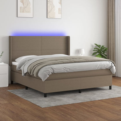 Boxspringbett mit Matratze & LED Taupe 160x200 cm Stoff