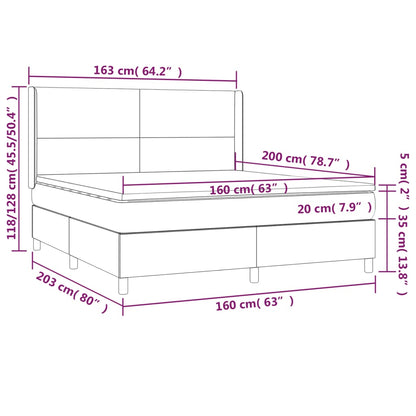 Boxspringbett mit Matratze & LED Blau 160x200 cm Stoff