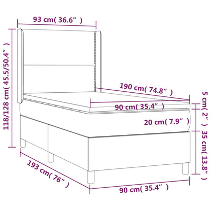 Boxspringbett mit Matratze & LED Creme 90x190 cm Stoff