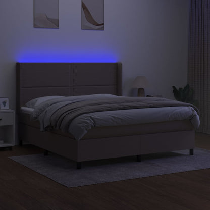 Boxspringbett mit Matratze & LED Taupe 180x200 cm Stoff