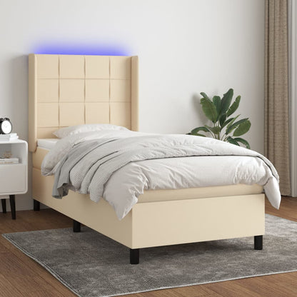 Boxspringbett mit Matratze & LED Creme 80x200 cm Stoff