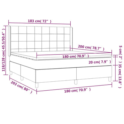 Boxspringbett mit Matratze & LED Hellgrau 180x200 cm Stoff