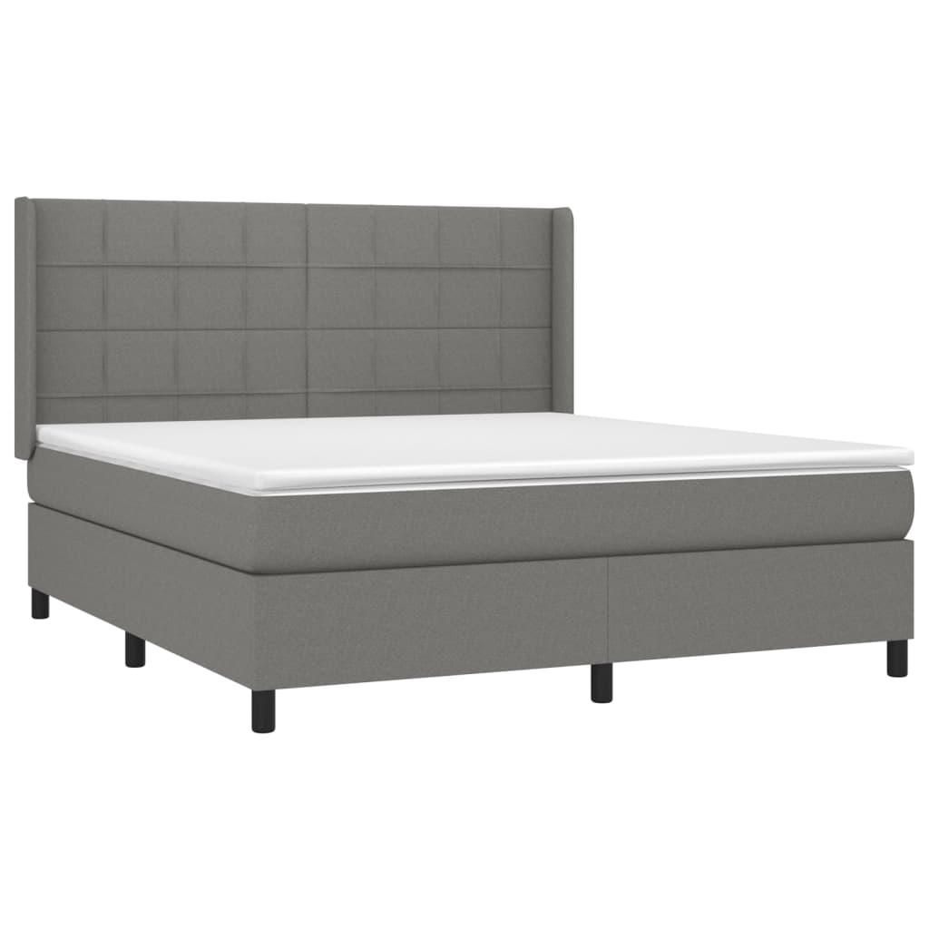 Boxspringbett mit Matratze & LED Dunkelgrau 180x200 cm Stoff