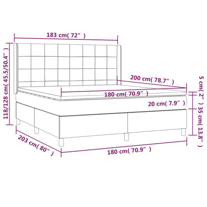 Boxspringbett mit Matratze & LED Dunkelgrau 180x200 cm Stoff