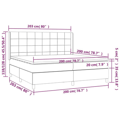 Boxspringbett mit Matratze & LED Taupe 200x200 cm Stoff