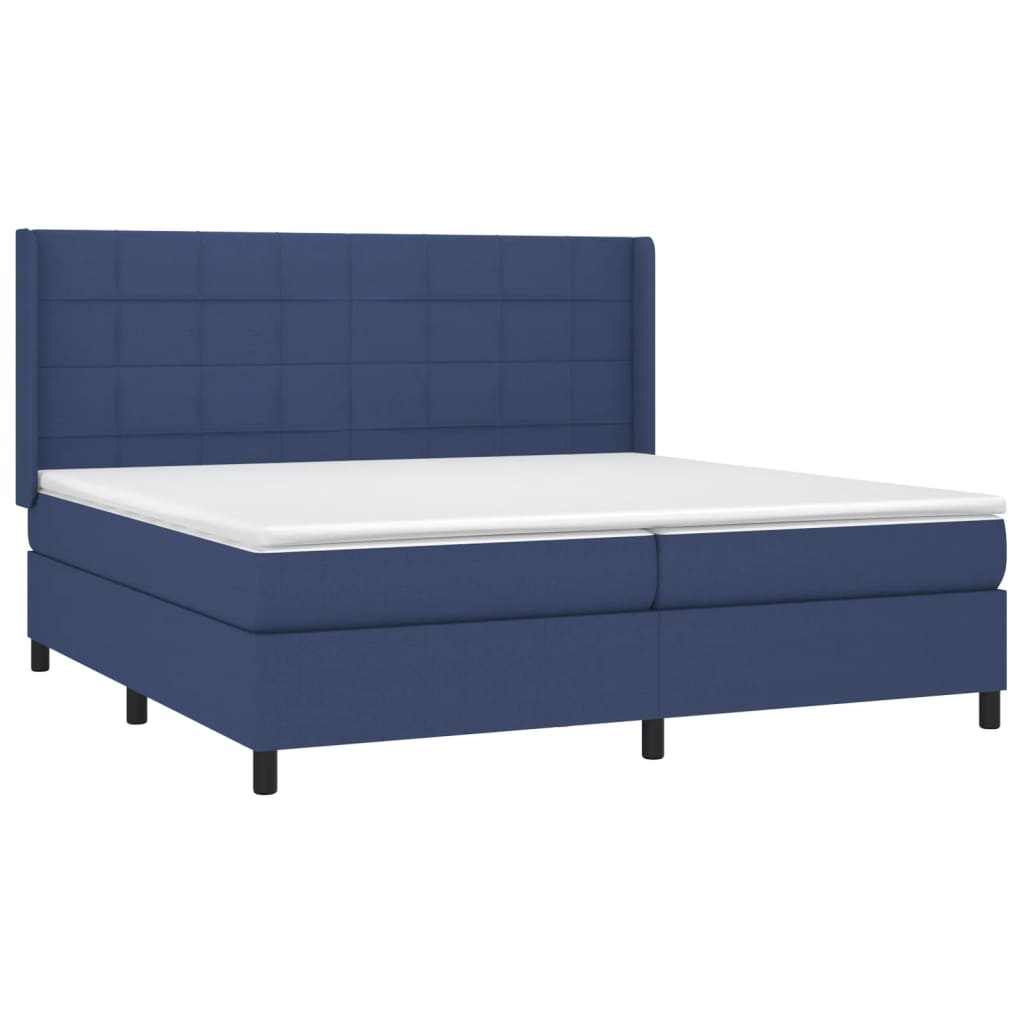 Boxspringbett mit Matratze & LED Blau 200x200 cm Stoff