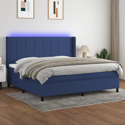 Boxspringbett mit Matratze & LED Blau 200x200 cm Stoff