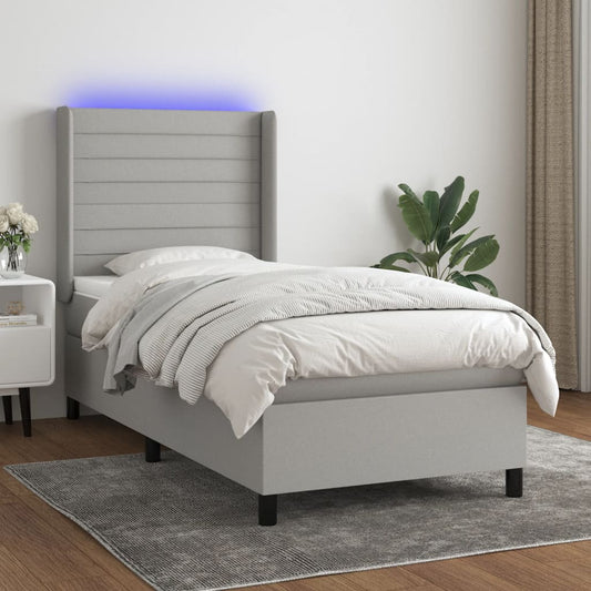 Boxspringbett mit Matratze & LED Hellgrau 80x200 cm Stoff