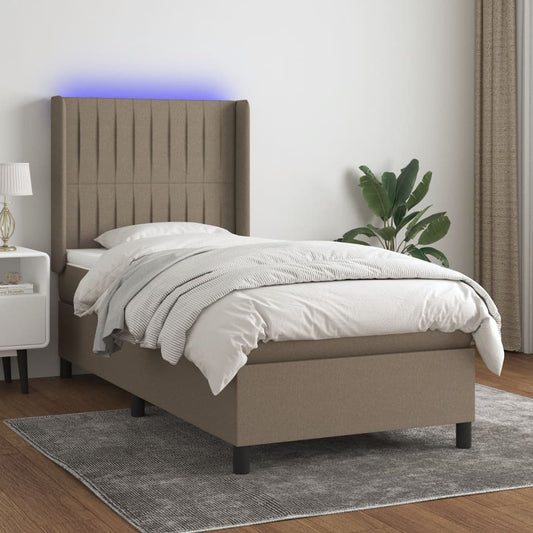 Boxspringbett mit Matratze & LED Taupe 90x190 cm Stoff