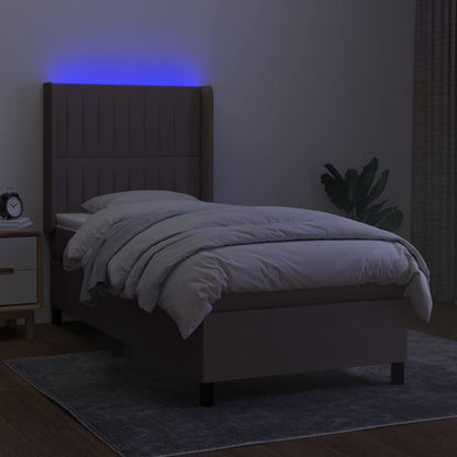 Boxspringbett mit Matratze & LED Taupe 100x200 cm Stoff