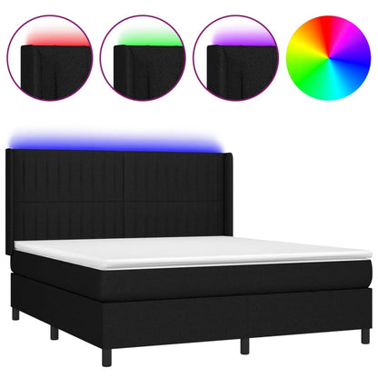 Boxspringbett mit Matratze & LED Schwarz 160x200 cm Stoff