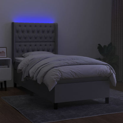 Boxspringbett mit Matratze & LED Hellgrau 80x200 cm Stoff