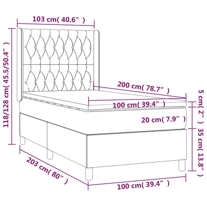 Boxspringbett mit Matratze & LED Taupe 100x200 cm Stoff