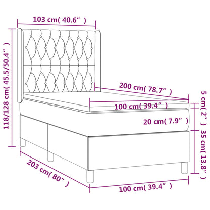 Boxspringbett mit Matratze & LED Blau 100x200 cm Stoff