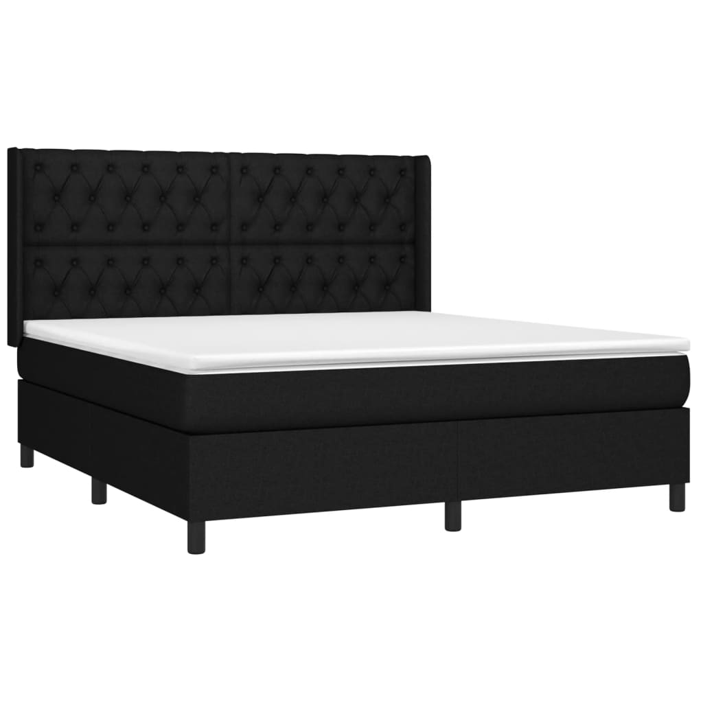 Boxspringbett mit Matratze & LED Schwarz 160x200 cm Stoff