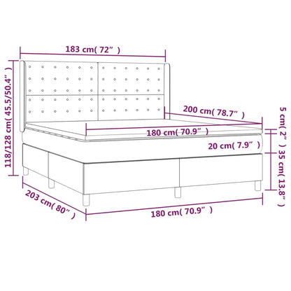 Boxspringbett mit Matratze & LED Taupe 180x200 cm Stoff