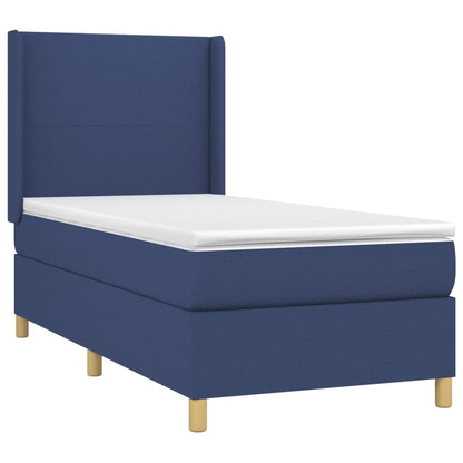 Boxspringbett mit Matratze & LED Blau 100x200 cm Stoff