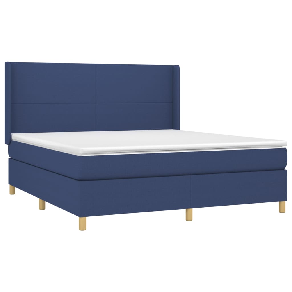 Boxspringbett mit Matratze & LED Blau 160x200 cm Stoff