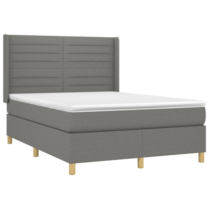 Boxspringbett mit Matratze & LED Dunkelgrau 140x200 cm Stoff