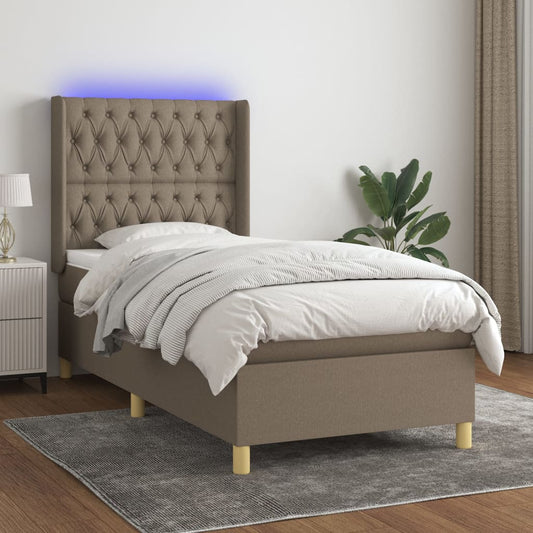 Boxspringbett mit Matratze & LED Taupe 100x200 cm Stoff