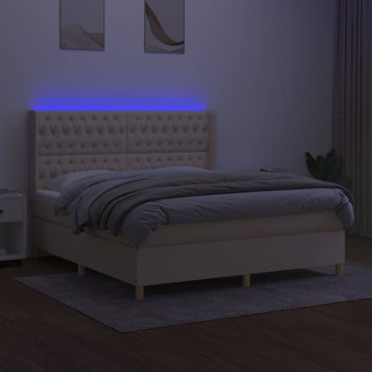 Boxspringbett mit Matratze & LED Creme 160x200 cm Stoff