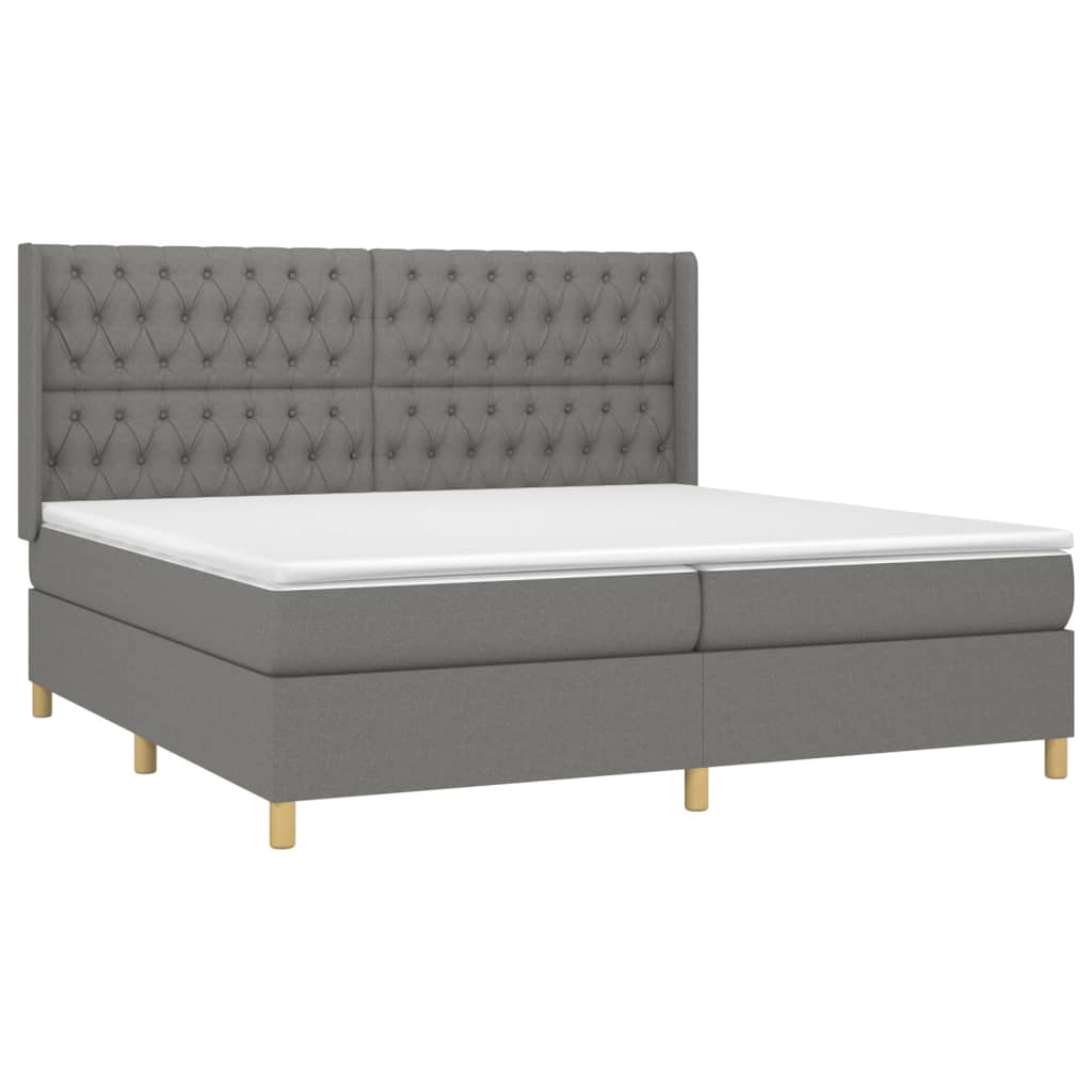 Boxspringbett mit Matratze & LED Dunkelgrau 200x200 cm Stoff