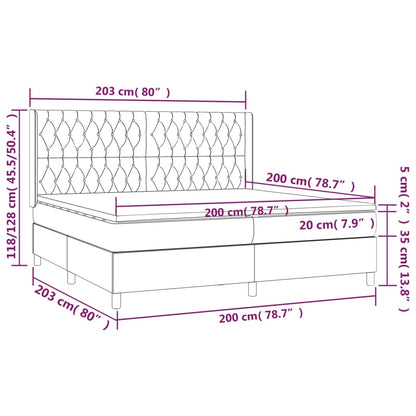 Boxspringbett mit Matratze & LED Dunkelgrau 200x200 cm Stoff