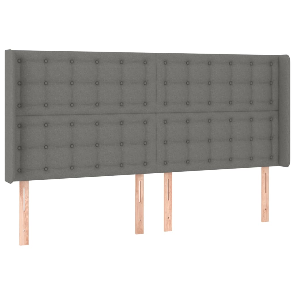 Boxspringbett mit Matratze & LED Dunkelgrau 200x200 cm Stoff